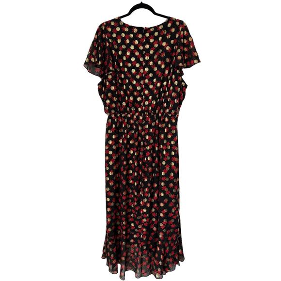 Lane Bryant Dress Womens Size 20 Multicolor Surplice Fitted Metallic Dot Midi - Picture 5 of 16